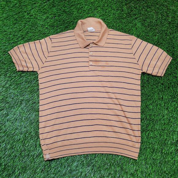 Vintage 70s JCPenney Striped Knit Polo Shirt Womens Medium Banded Hem Blouson - Picture 1 of 9